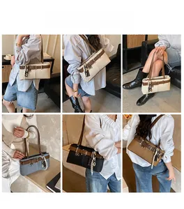 Collage de sacs à bandoulière décontractés en similicuir beige noir et marron avec modèle