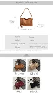 Guida alle taglie per borsa in pelle scamosciata con dimensioni 32x21x14cm e colori