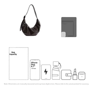 Capacité intérieure du sac hobo marron foncé avec espace pour téléphone et parapluie