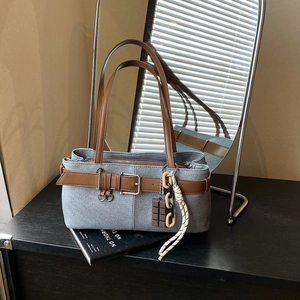 Sac à Bandoulière Vintage Pour Femmes Grande Capacité Avec Boucle Rétro Cuir Synthétique Sac Sous le Bras Sac Décontracté