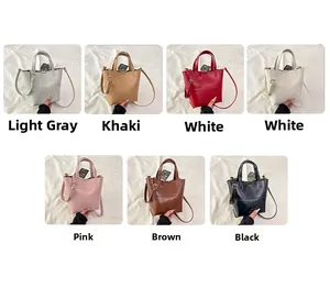 Vista dettagliata con sette opzioni di colore per la borsa tote in pelle PU alla moda