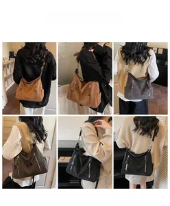 Vues détaillées des sacs hobo avec fermetures éclair décoratives pour un usage quotidien