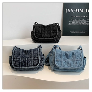Detailed comparison of Y2K vintage denim crossbody bags in black and blue colors