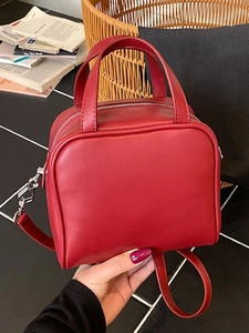 Women Fashion PU Leather Crossbody Bag Small Square Handbag Commuting Shoulder Bag With Removable Strap Casual Tote Bag
