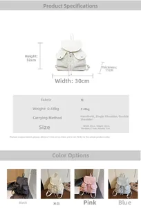 Detailed technical diagram showing dimensions and color options for the star canvas backpack