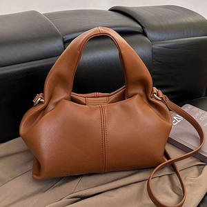 Fashion Cloud Pleated Handbag PU Leather Dumpling Crossbody Bag For Women French Style Elegant Casual Shoulder Bag