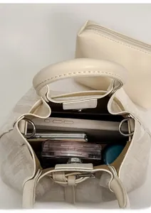 Detail view of 2-in-1 bucket bag set showing large storage capacity and inner pouch