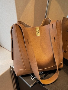 Sac Seau pour Femme Grand en Cuir PU Set Motif Litchi Minimaliste Navetteur Sac à Épaule Bandoulière Fermoir Or Couleur Unie