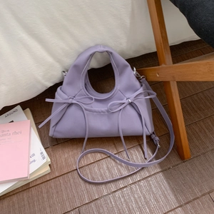 Borsa a Spalla da Donna Stile Coreano Plissettata con Fiocco Dumpling Pelle Sintetica Borsa a Tracolla Casual Moda