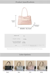 Detailed dimension chart and specifications for the large vintage PU leather tote bag