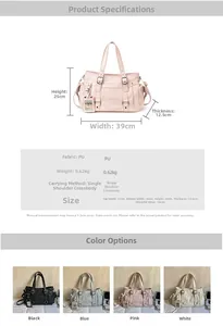 Tabella taglie dettagliata e scheda tecnica per la borsa shopper capiente in pelle PU