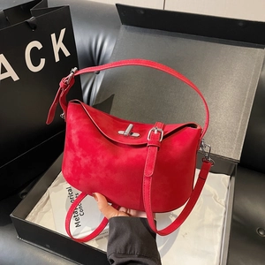 Minimalist Women Synthetic Leather Shoulder Bag Set Lindy Style Matte Suede Texture Banquet Handbag With Pouch Daily Purse