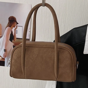 Borsa Vintage in Pelle Sintetica Boston Pillow per Donna Tinta Unita Borsa a Spalla Tracolla Con Manico Superiore Accessori Argento