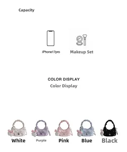 Détail montrant la capacité du sac pour le téléphone et les kits de maquillage