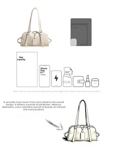 Detail showing high-capacity storage for Boston bag with iPhone and accessory icons