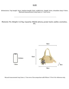 Detailed size chart for the PU leather Boston bag including dimensions and capacity