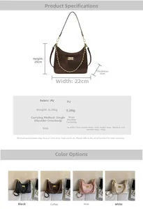 Detailed size specifications for the vintage PU leather chain hobo bag with dimensions