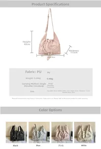 Detailed size specifications and material chart for punk rivet crossbody tote bag
