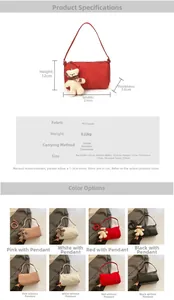 Detailed view of fashionable pillow bag dimensions and interior storage layout