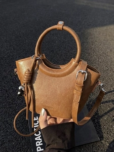 Sac Seau à la Mode pour Femmes en Cuir Synthétique Avec Poignée Ronde Petit Sac à Bandoulière Décontracté Quotidien