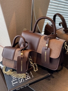 Vintage Contrast Color PU Leather Crossbody Bag For Women Fashion Stitching Square Shoulder Bag With Top Handle Satchel Bag