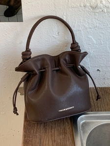 Minimalist PU Leather Drawstring Bucket Bag Large Capacity Commute Shoulder Crossbody Handbag With Knotted Handle Women