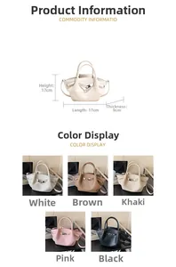 Spécifications de taille du sac seau en diverses couleurs incluant blanc et rose