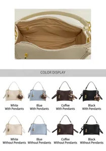 Detailed interior layout and color options of the minimalist faux leather crossbody bag