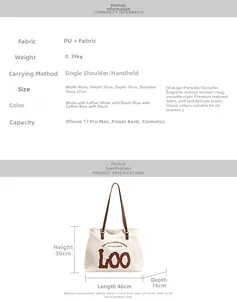 Detailed interior capacity view of canvas tote bag showing storage for phone and makeup