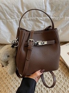 Borsa a Secchiello in Pelle PU Martellata per Donna Con Chiusura a Girello Tracolla Rimovibile Borsa a Tracolla Casual Borsa a Mano Piccola