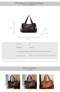 Detailed size specifications and material view of the studded PU leather tote bag
