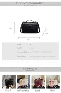 Detailed size chart and multi-color options for the ostrich texture square handbag