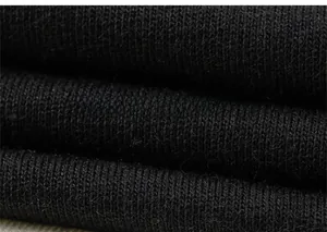 Close-up of high-quality black knitted fabric texture showing softness and thickness
