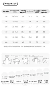 Tableau des tailles détaillé pour t-shirt fille avec mesures et recommandations