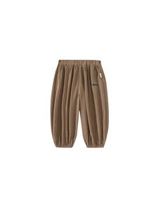 Pantalon décontracté marron pour enfants avec taille élastique et broderie INStoto