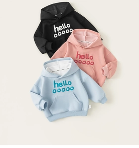 Sweats à capuche pour filles en noir, rose et bleu clair avec des poignets côtelés doux
