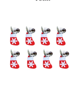Set of 8 mini Christmas stocking cutlery holders with snowflake pattern for festive tables