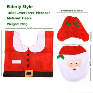 Set copriwater Babbo Natale con tappeto e coperchio serbatoio in tessuto rosso
