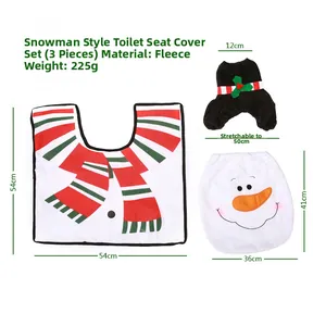 Set da tre pezzi copriwater pupazzo di neve di Natale e tappetino per decorazione festiva