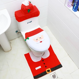Set dettagliato di copriwater di Babbo Natale con tappeto a U e fodera per serbatoio