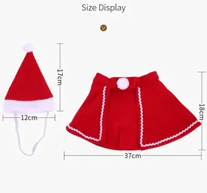 Costume de Noël pour animaux avec cape rouge et bonnet incluant les dimensions du produit