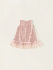Robe de princesse rose sans manches pour fille avec paillettes et couches de tulle