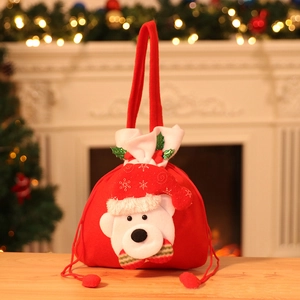 Christmas gift bag with cute 3D polar bear design and red drawstring handle for candy