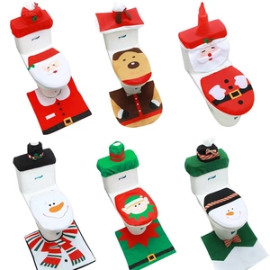 Copriwater Natalizio Tappeto Copri Serbatoio Decorazione Bagno Cartoon Babbo Natale Pupazzo di Neve Renna Elfo Motivo Festivo