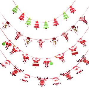 Christmas hanging banners set with Santa, reindeer and snowman featuring small metal bells
