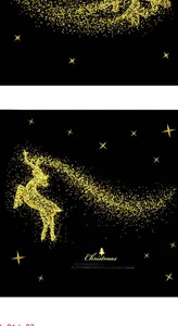 Detail of golden glitter reindeer and Christmas Happy Holidays window sticker