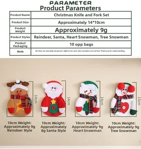 Detaillierte Größentabelle für Weihnachts-Besteckhalter mit Weihnachtsmann-Motiven