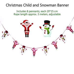 Detailed Christmas banner showing 20x15cm cartoon boy and snowman cards on a 3m long rope