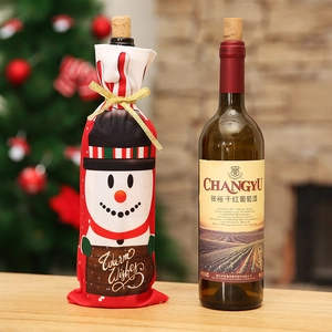 Copribottiglia di vino natalizio con stampa pupazzo di neve e decoro per feste