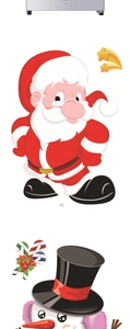 Detail view of Santa Claus and snowman stickers for Christmas window decoration